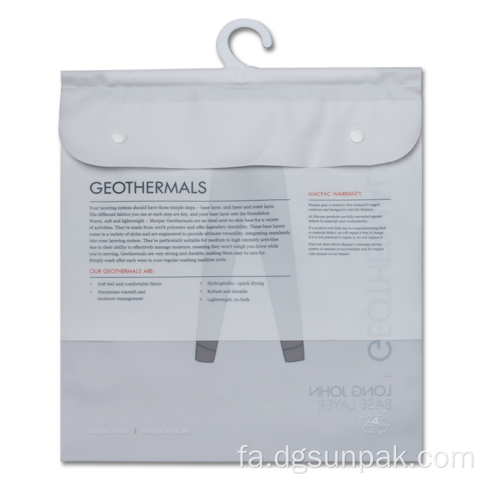 کیسه بسته بندی زیپی چند لایه با قلاب پنجره شفاف